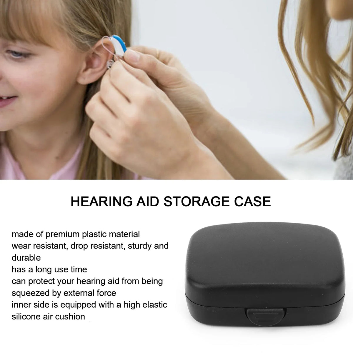 Portable Hearing Aid Hard Case – Waterproof Storage Box Hearing Aid Case Qme