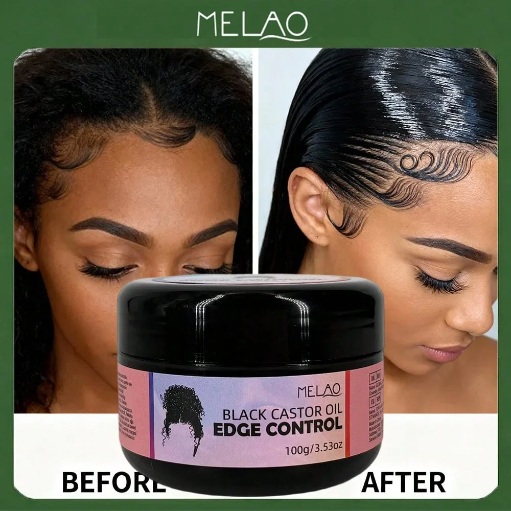 MELAO Black Castor Oil Edge Control Gel – Strong Hold Edge Control Gel Qme MELAO-113