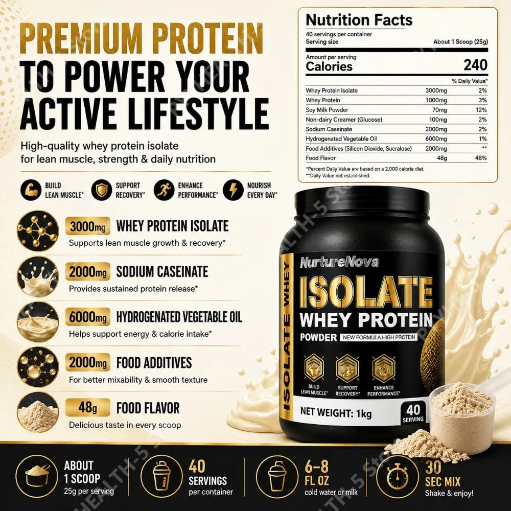 Isolate Whey Protein Powder 1kg Vanilla – 40 Servings Whey Protein Powder Qst