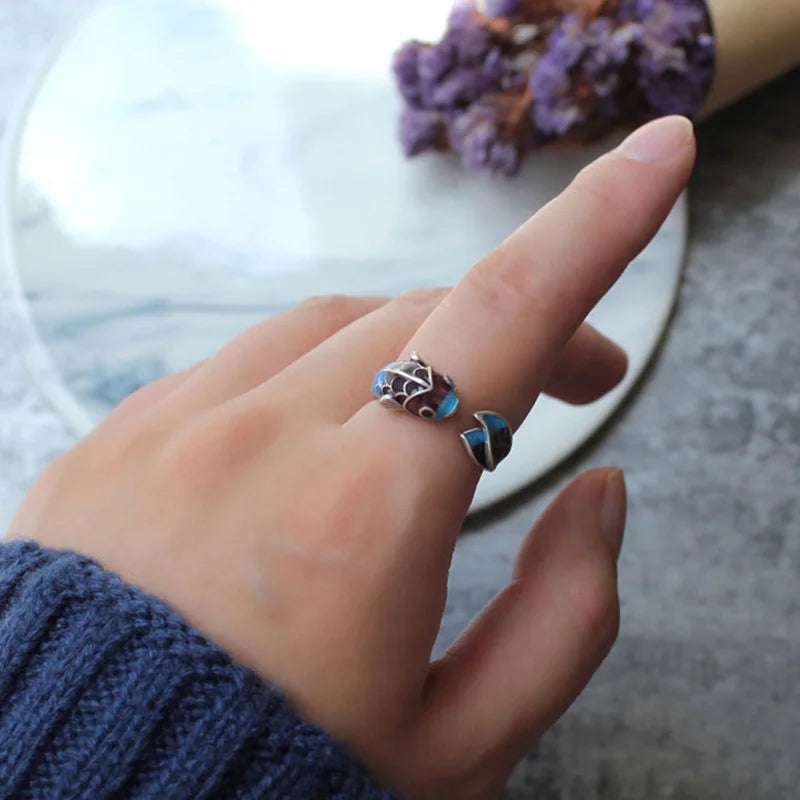 Vintage Koi Fish Open Ring – Adjustable Lucky Ring for Women Fashion Ring Qme