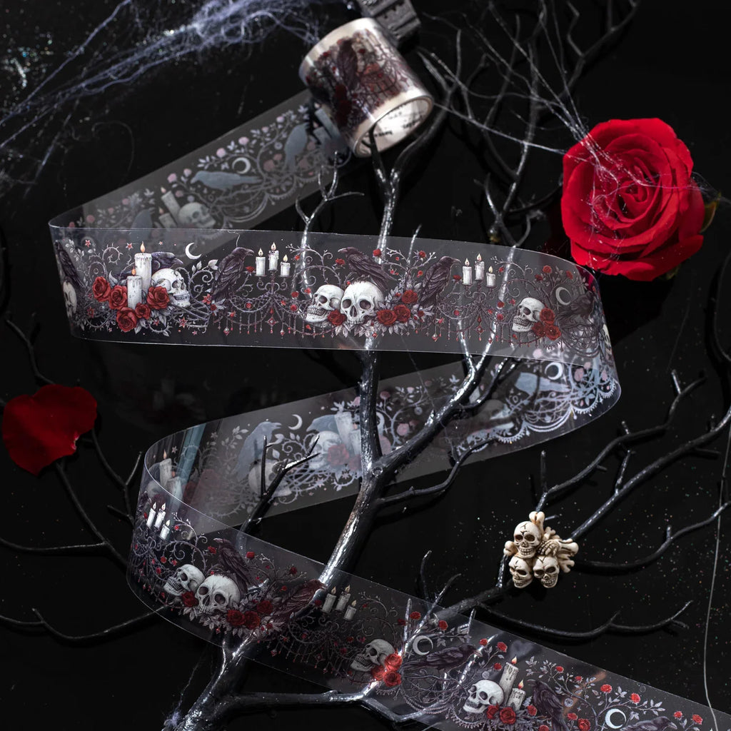 Halloween Gothic Rose Skeleton Washi Tape – DIY Scrapbooking Decorative Craft Tape Qme