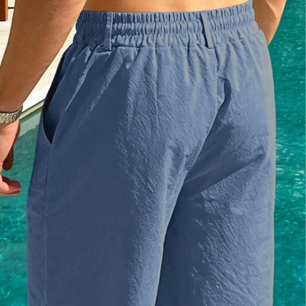 Men's Elastic Waist Drawstring Shorts – Lightweight Loose Fit Men's Casual Shorts Qme
