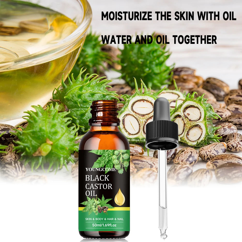 YOUNGCOME 60ml Organic Black Castor Oil for Hair & Skin Organic Beauty Oil Qst