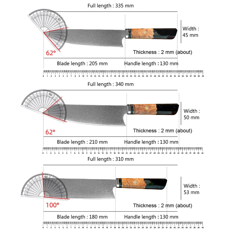InLeung 67-Layer Damascus Steel Chef Knife Set – VG10 Kitchen Knife Set Qst