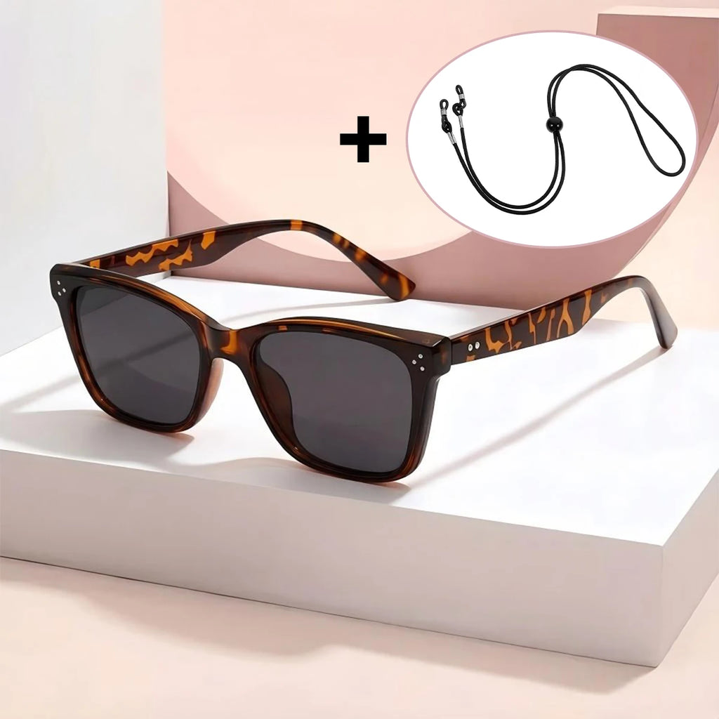 VOPHA S10 UV400 Square Sunglasses – Unisex Lightweight Style Fashion Sunglasses Qst Tortoise gray