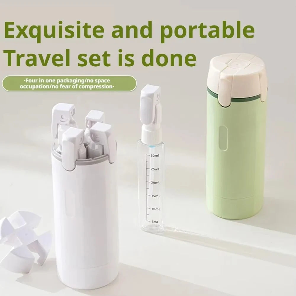 4-in-1 Leakproof Portable Travel Dispenser Bottles Set Travel Dispenser Bottles Qme