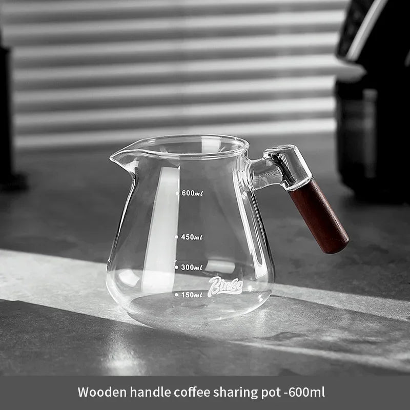 Bincoo 450ml/600ml Graduated Glass Coffee Sharing Pot | Pour Over Glass Coffee Server Qst 600ml Sharing Pot China Mainland