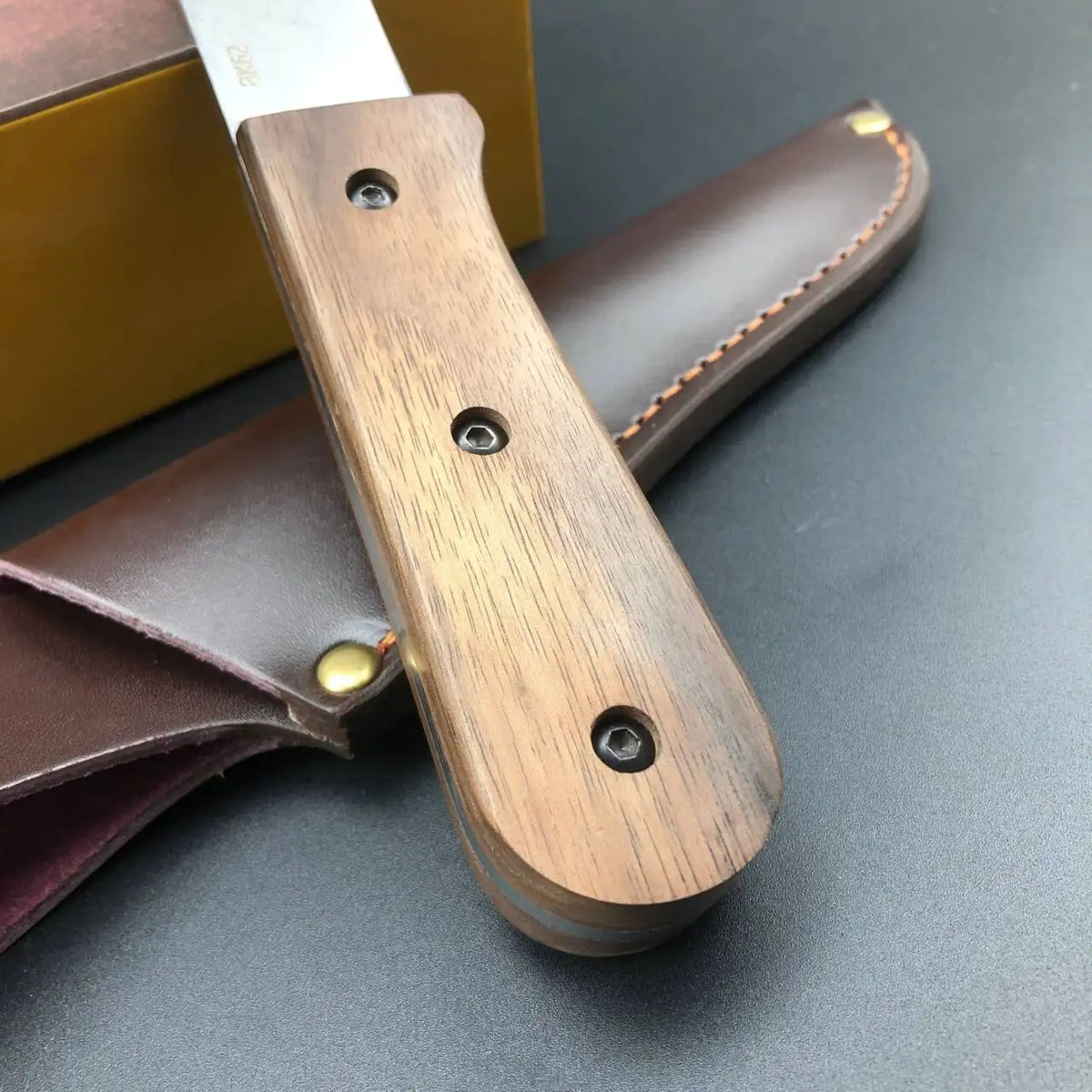 TRSKT BK62 Full Tang Hunting Knife – 1095 CroVan Steel Fixed Blade Knife Qst