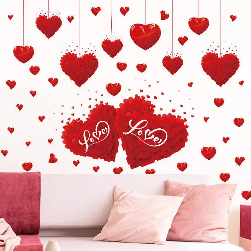 Heart Shaped Wall & Window Stickers – Valentine's Day Decor Wall Window Stickers Qme