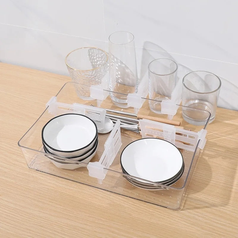 Refrigerator Side Door Telescopic Partition Organizer 4pcs Fridge Shelf Organizer Qme