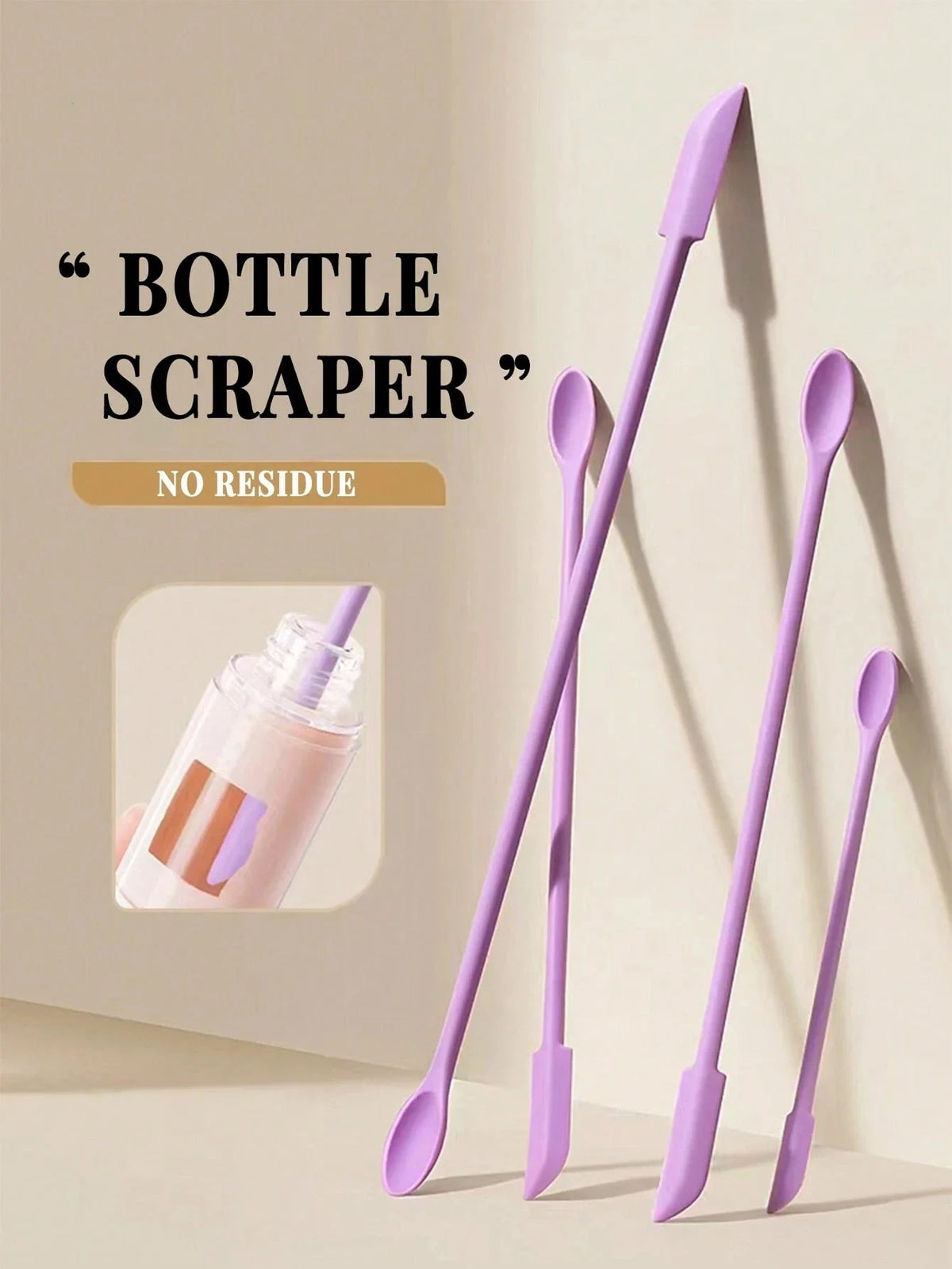 Silicone Bottle Scraper for Foundation & Lotion Jars | Qme Makeup Spatula Tool Qme