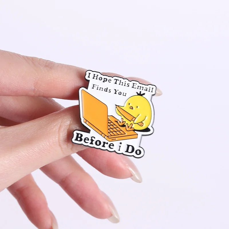 Yellow Chicken Enamel Pin – Cute Cartoon Office Brooch Enamel Lapel Pin Qme
