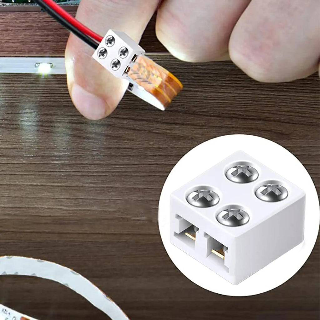 2-Pin Solderless LED Strip Connectors | 5V 12V 24V Multi-Wire LED Strip Connector Qme
