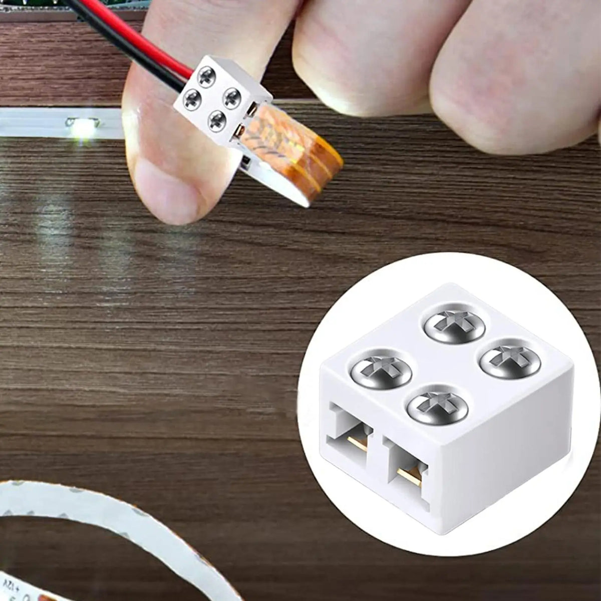 2-Pin Solderless LED Strip Connectors | 5V 12V 24V Multi-Wire LED Strip Connector Qme