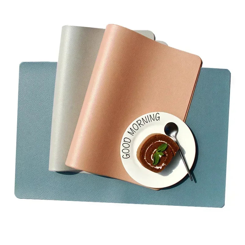 Nordic PVC Leather Placemat – Waterproof, 7 Colors | Table Mat Leather Placemat Qme