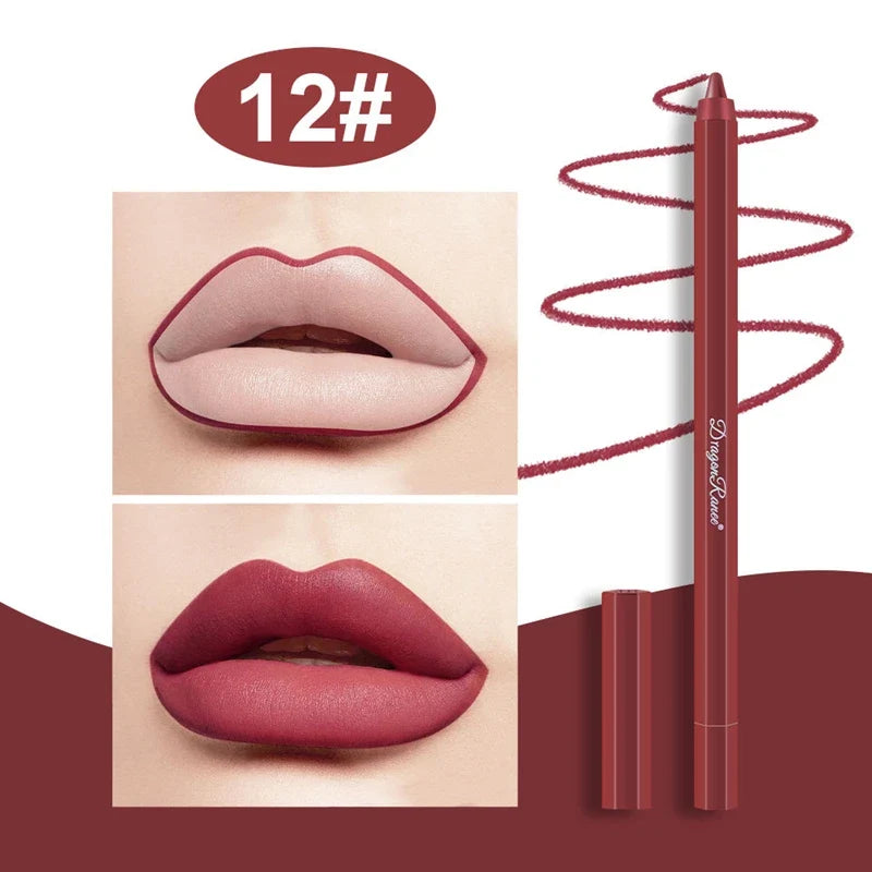12-Color Waterproof Foaming Lipliner Soft Mist Lipstick Pen Lip Liner Pen Qme