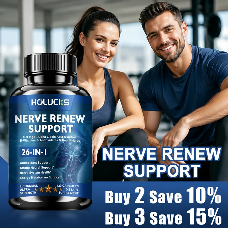 HOLUCKS Nerve Nutrition Capsules – L-Theanine, Zinc & Magnesium Nerve Nutrition Supplement Qst