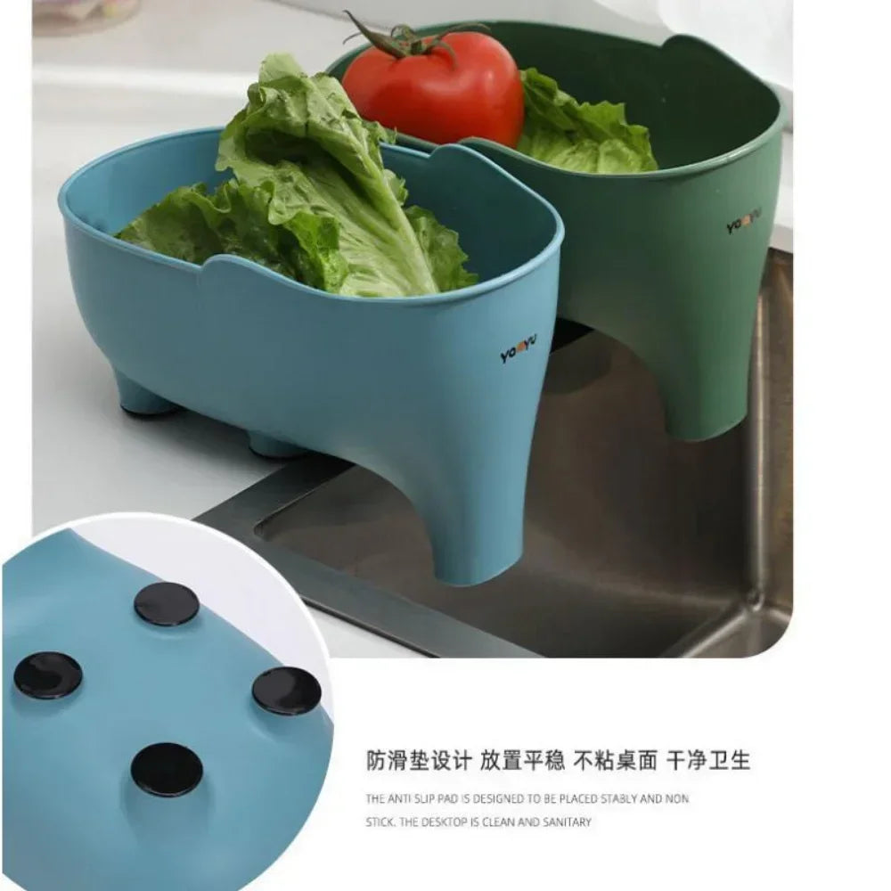 Elephant Sink Strainer Drain Basket – Fruit & Veggie Washer Sink Strainer Basket Qme