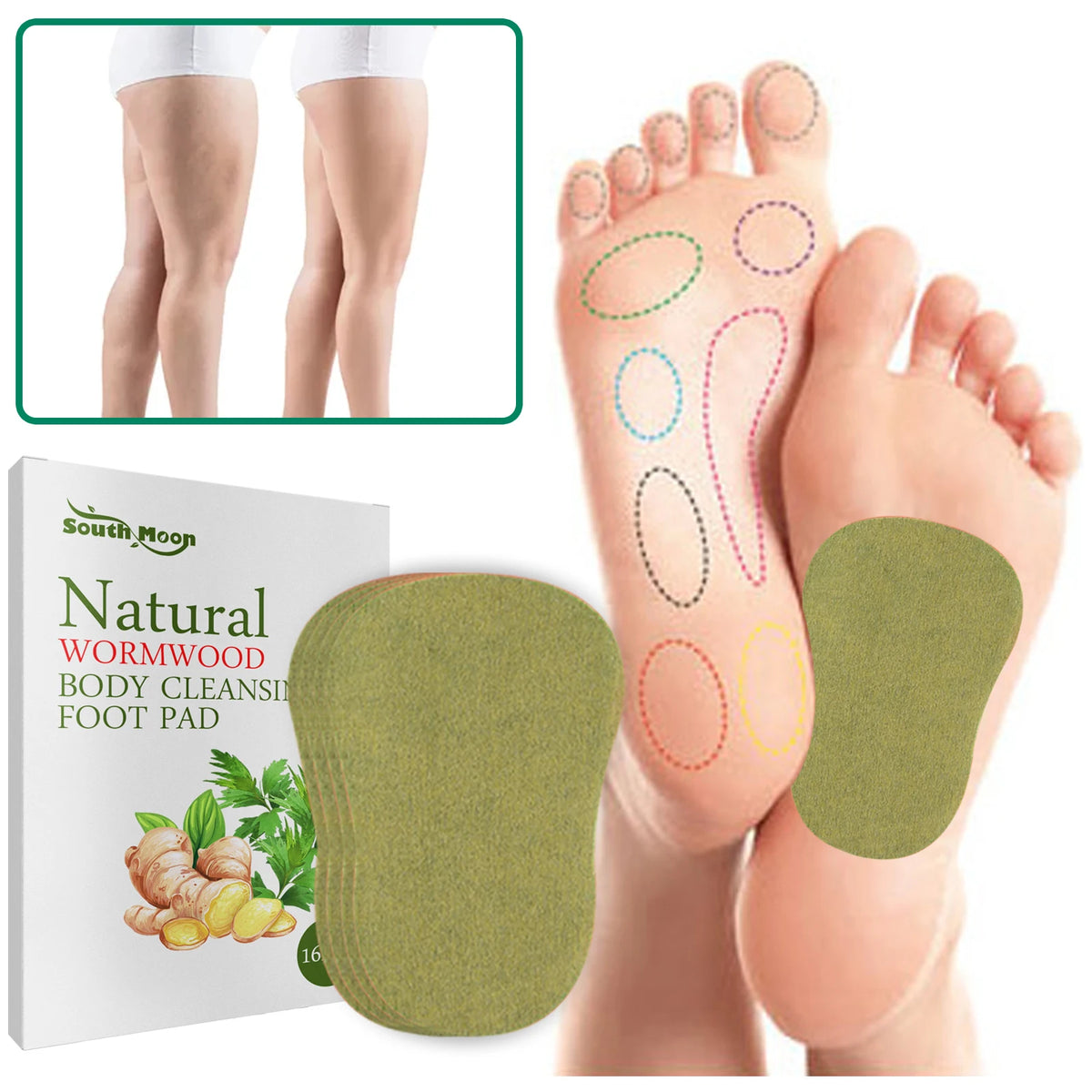 South Moon Mugwort Herbal Foot Patches – Overnight Comfort Herbal Foot Patches Qst