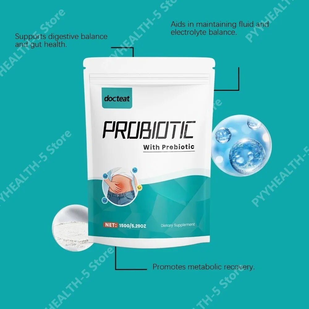 Docteat Probiotic & Prebiotic Powder – 30 Servings | 150g Probiotic Supplement Qst