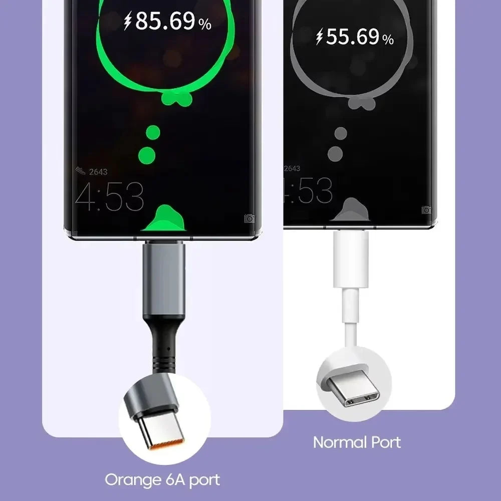 66W USB-C Spring Coil Fast Charging Cable 6A | iPhone & Samsung USB-C Charging Cable Qme