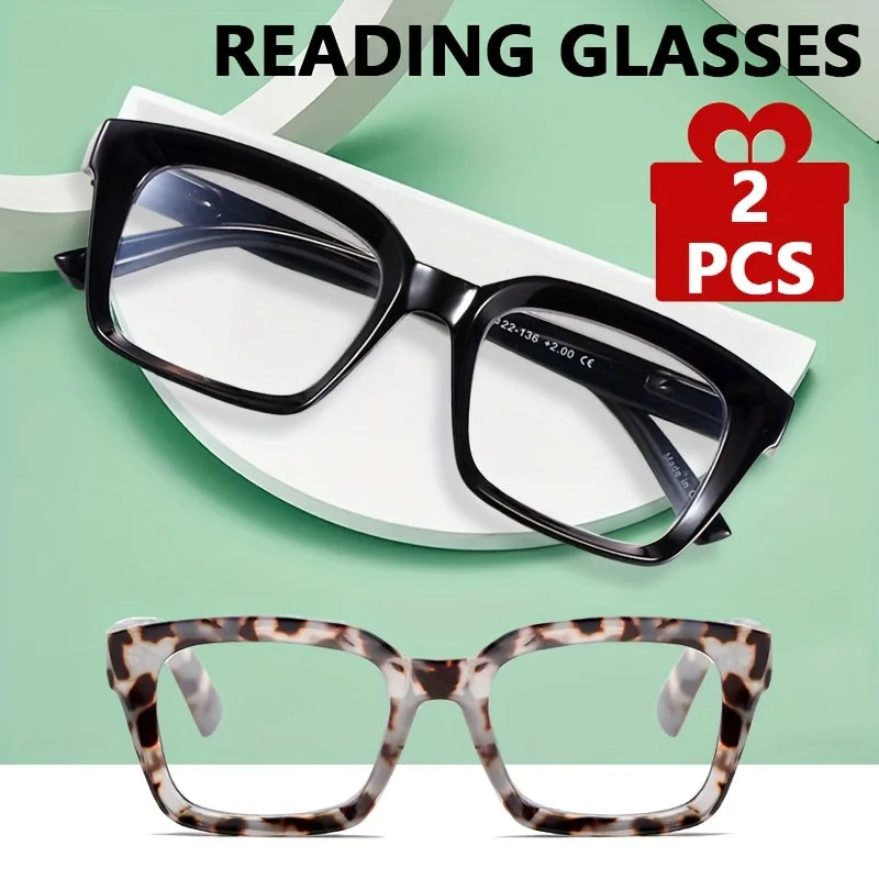 VOPHA 2-Pack Oversized Blue Light Blocking Reading Glasses +1–+3 Blue Light Reading Glasses Qst