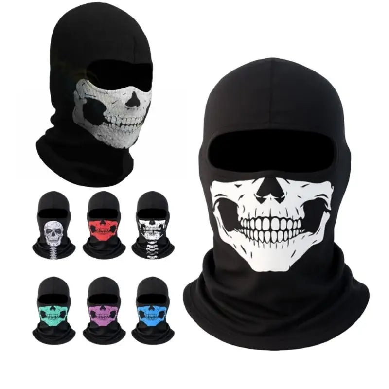 Skull Print Balaclava Full Face Mask – Windproof Helmet Liner Balaclava Face Mask Qst