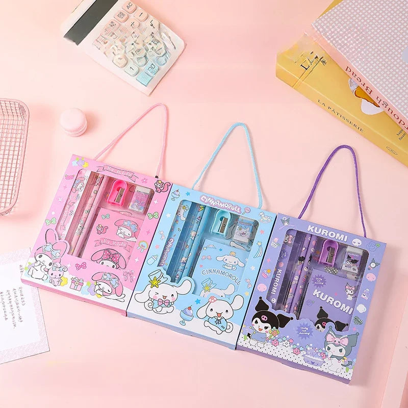 Hello Kitty Kuromi Stationery Gift Box Set – Ruler, Pencil & Eraser Stationery Gift Set Qme