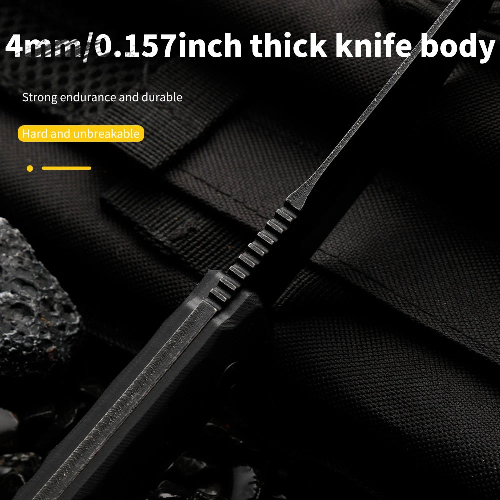 HUANGFU Full Tang Fixed Blade Knife with Sheath | Outdoor EDC Fixed Blade Knife Qst