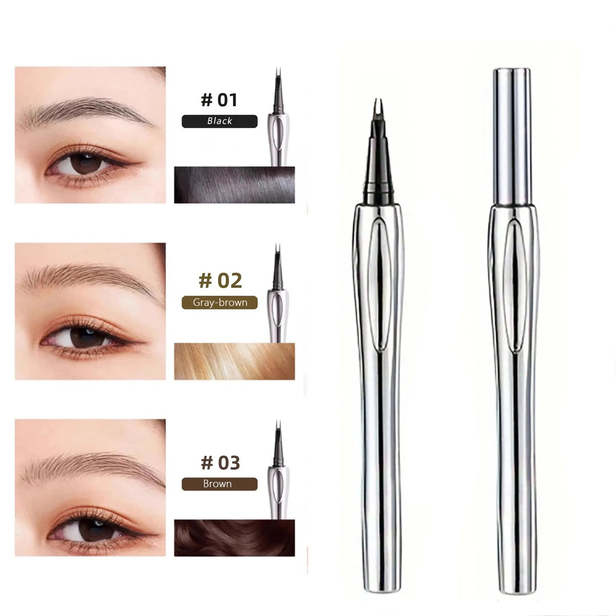 2-Point Waterproof Eyebrow Pencil – Long-Lasting, 3 Colors Eyebrow Pencil Qme