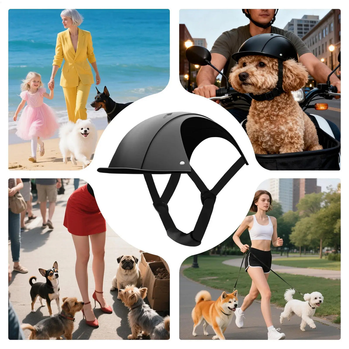 Dog Helmet Adjustable Strap – Stylish Outdoor Pet Headgear Dog Costume Helmet Qme