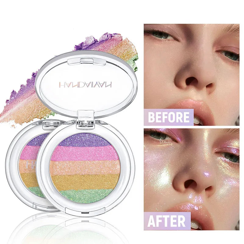 Chameleon Pearl Highlighter Eyeshadow Palette | Colorful Glow Highlighter Eyeshadow Palette Qme