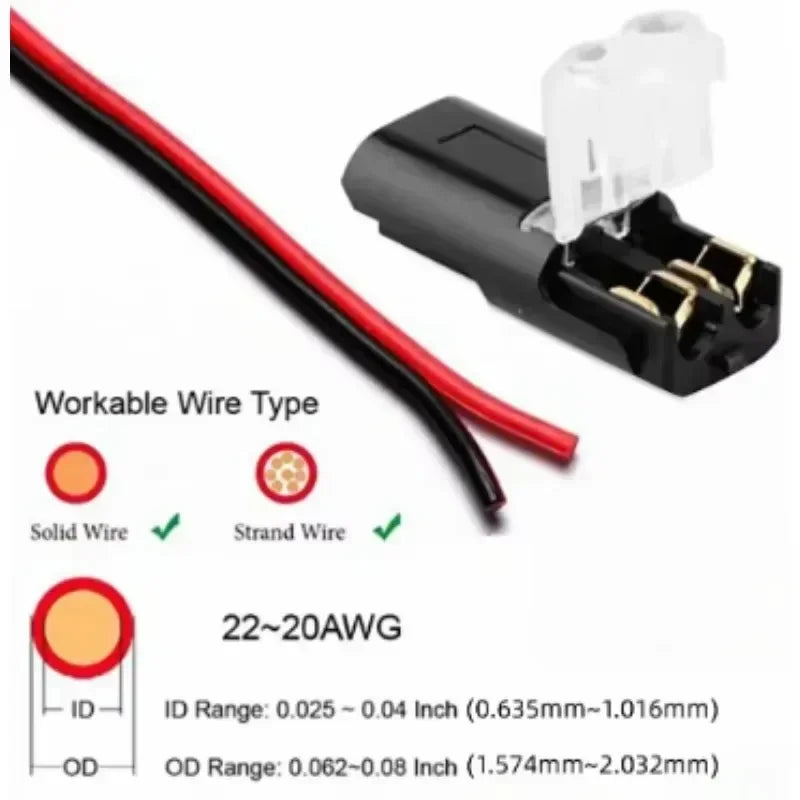 Waterproof 2-Pin Wire Connector | ABS Car Electrical Snap Waterproof Wire Connector Qme