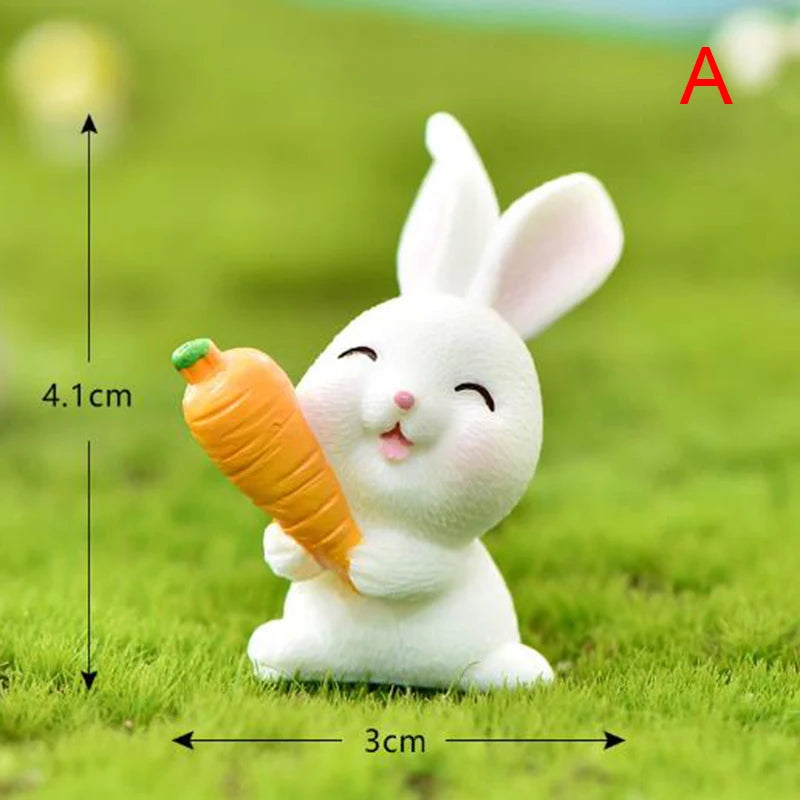 Mini Resin Rabbit Figurine – Easter Bunny Garden Ornament Resin Garden Figurine Qst A