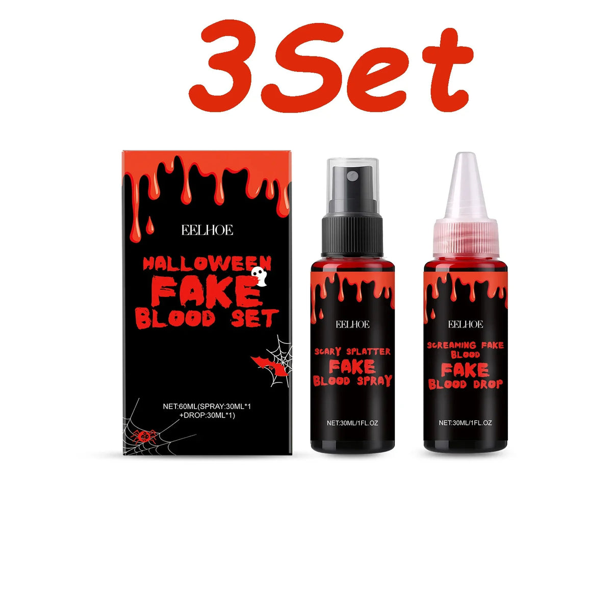 Halloween Fake Blood Kit – Realistic Special Effects Makeup Special Effects Makeup Qme 3 Sets