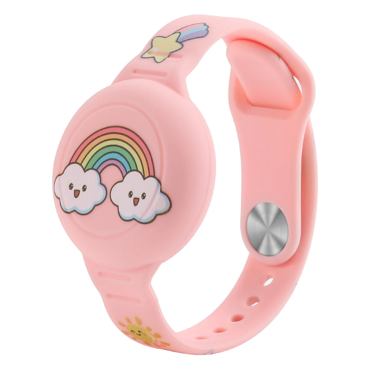 Waterproof AirTag Wristband for Kids – Silicone Bracelet Case Kids AirTag Wristband Qme Pink--