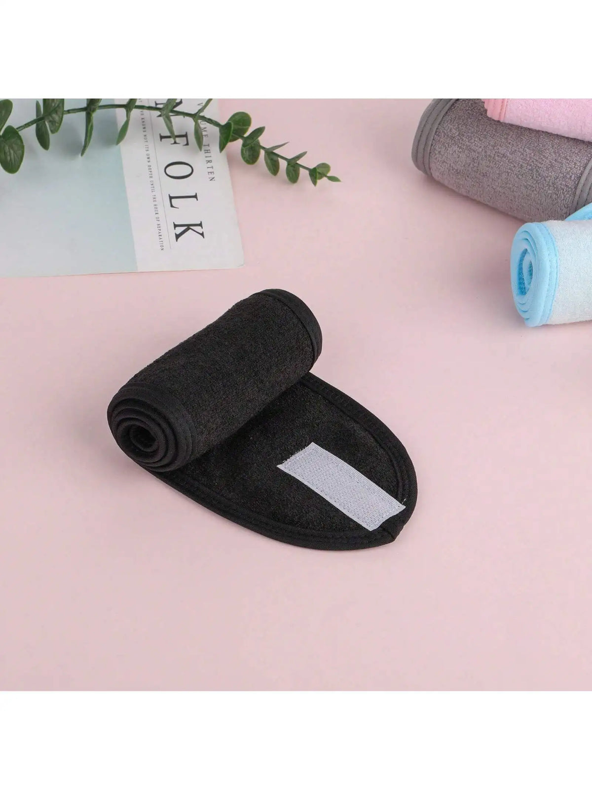 Adjustable Women's Spa Facial Headband – Shower & Makeup Use Spa Facial Headband Qme black