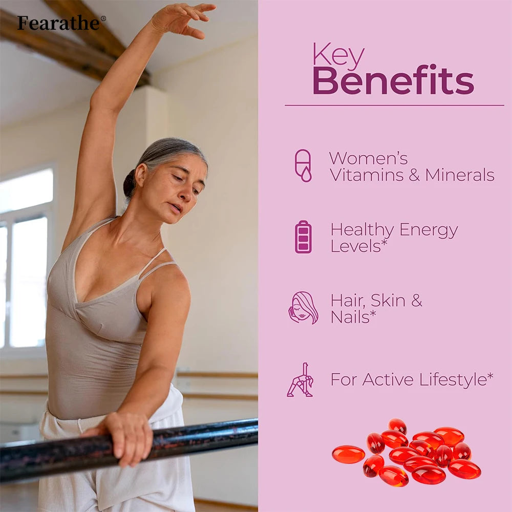 Women's Daily Multivitamin 120 Capsules – Energy & Immune Support Women's Multivitamin Qst