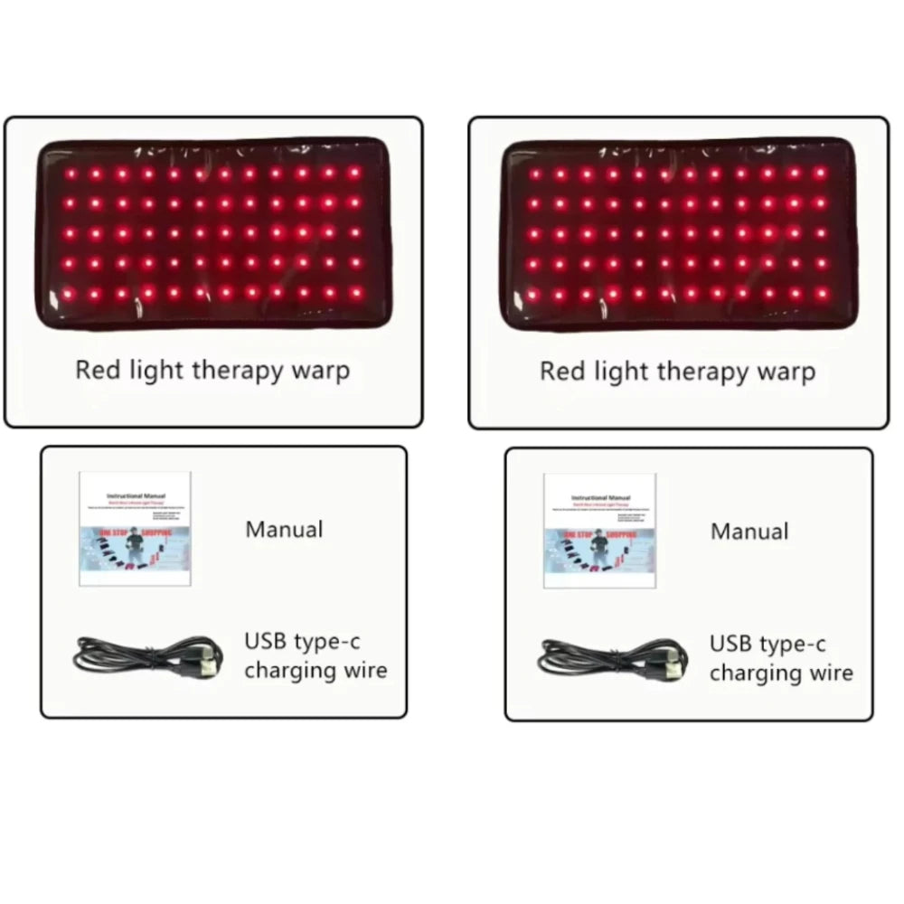 Wireless Red & Infrared Light Therapy Wrap Pad 660nm 850nm Light Therapy Wrap Pad Qst 2 Pcs Therapy warp