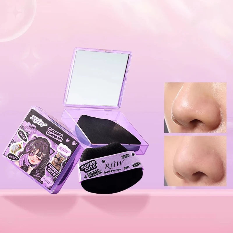 Oil Blotting Paper Set 100 Sheets with Mirror & Powder Puff Oil Blotting Paper Set Qst