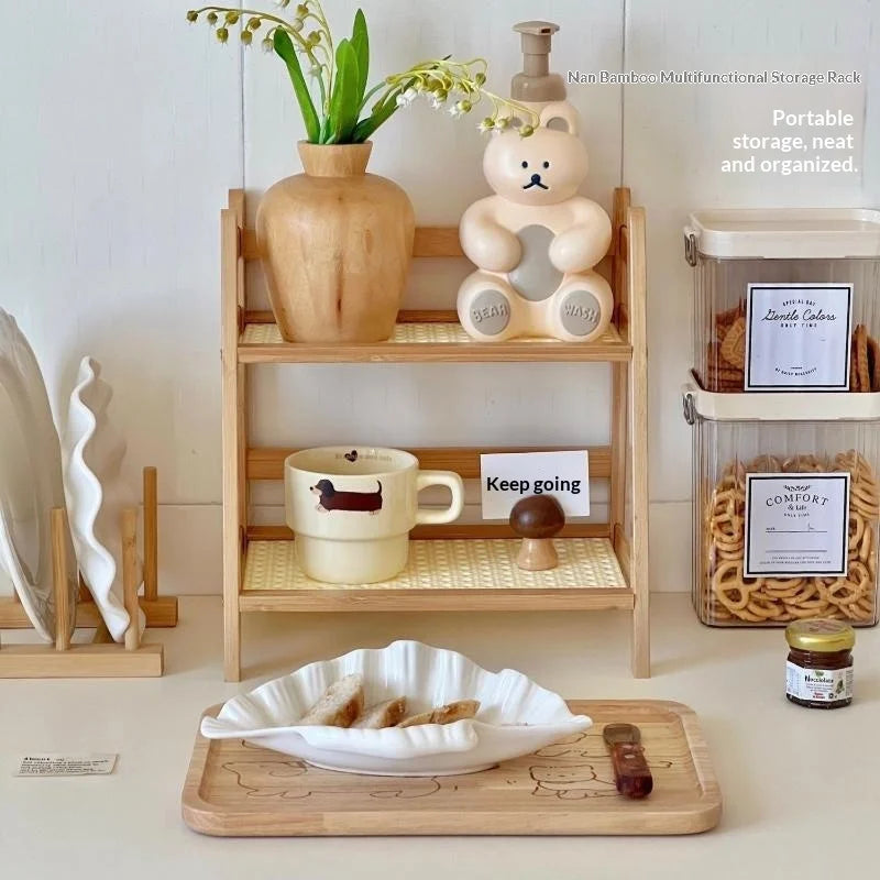 Bamboo Desktop Storage Rack – Removable Balcony & Office Organizer Bamboo Storage Rack Qme