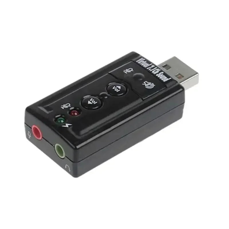 USB 7.1 External Sound Card Stereo Audio Adapter for PC Laptop External Sound Card Qme black