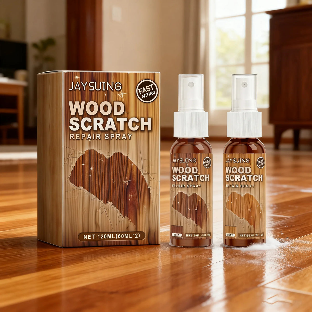 Wood Floor Scratch Repair Kit – DIY Gap Filler & Polish Spray Floor Repair Kit Qst