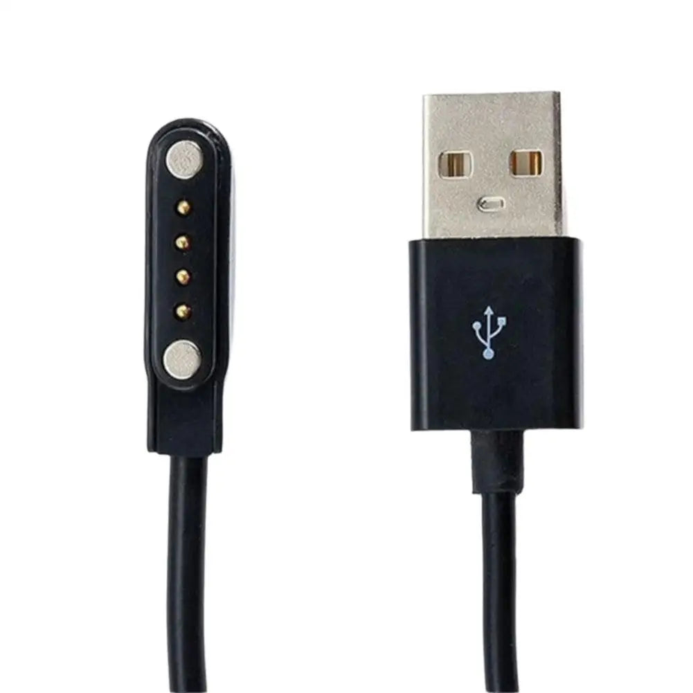 4-Pin Magnetic Smart Watch Charging Cable – Universal Fit Smartwatch Charging Cable Qme Black