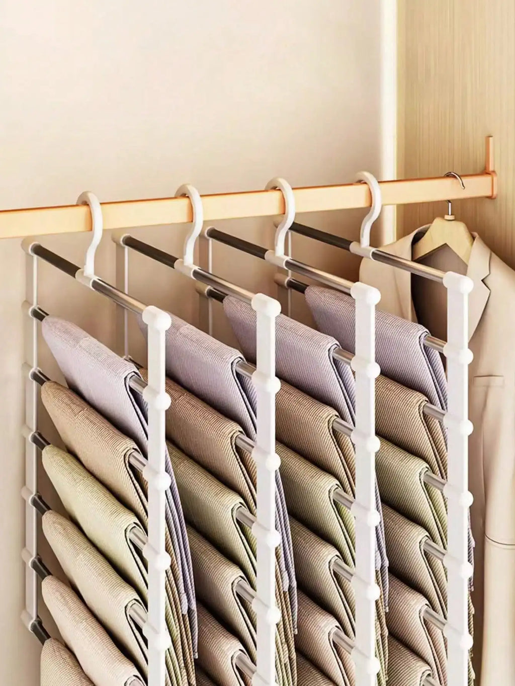 Multi-Layer Pants Hanger – Non-Slip Space-Saving Organizer Clothing Hanger Organizer Qme