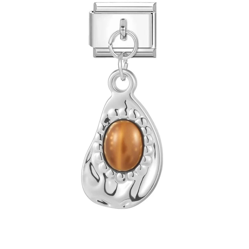 Zircon Crystal Italian Charm Link – Stainless Steel Bracelet