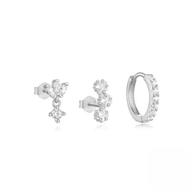 Zircon Flower & Star Ear Studs | 18K Gold Plated | 6 Colors Stud Earrings Qme A4