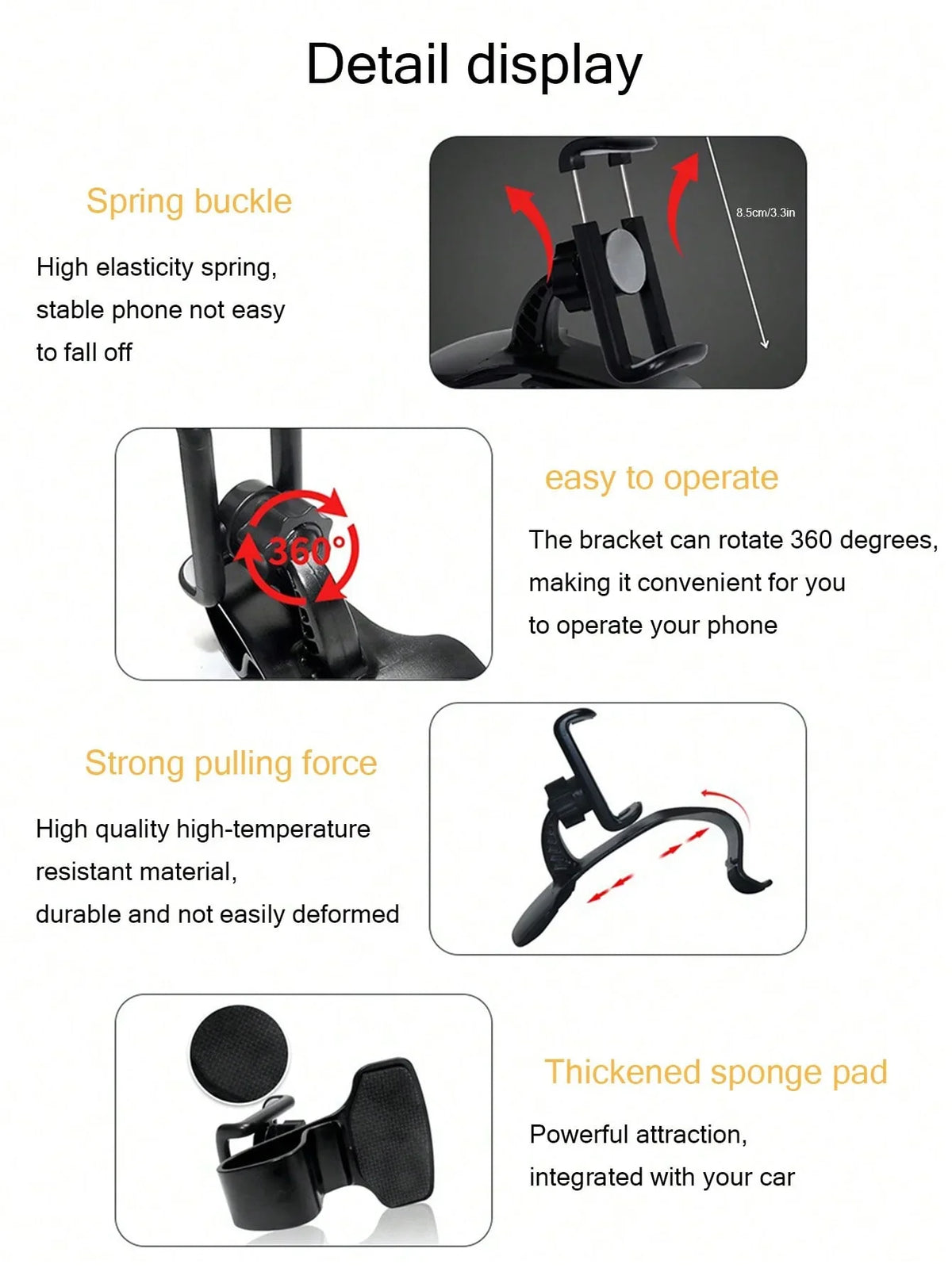 Clip-On Car Phone Holder | Dashboard Navigation Mount Car Phone Mount Qme