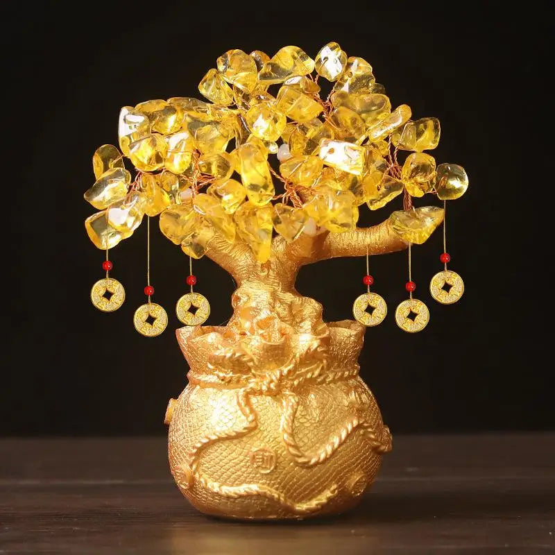 Feng Shui Crystal Money Tree Ornament – Lucky Wealth Decor Feng Shui Ornament Qst