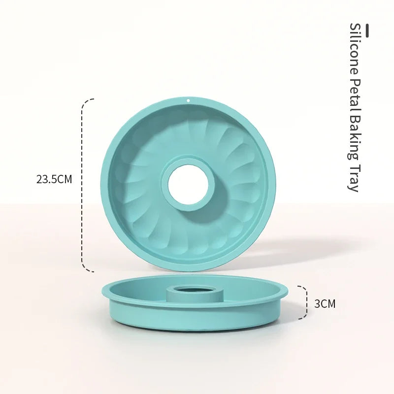 Non-Stick Silicone Fluted Tube Cake Pan | 3D Bundt Mold Silicone Cake Mold Qme Petal 1